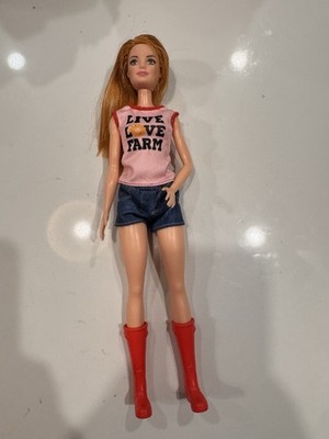 REDHEADED BARBIE DOLL LIVE LOVE FARM 12  (2015) RED BOOTS, PRE-OWNED