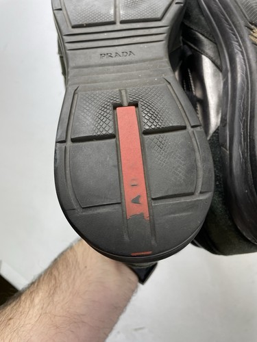 Vintage Y2K Prada Black suede Leather Casual Sneakers 4E 2006 Size 6.5 - Picture 11 of 15