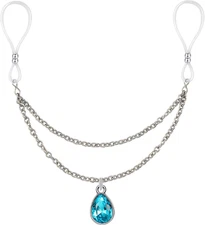 Non Piercing Nipple Jewelry Nipple Noose with Crystal Teardrop Women Faux Body P