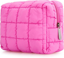 Cute Makeup Bag,Quilted Cosmetic Bag,Make up Pouch for Purse,Toiletry Zipper Pou