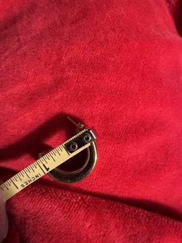 14k Yellow Gold Hollow Puffed Half Hoop Earrings 1" Long, 7 mm Wide ~ 4 grams - Picture 6 of 8