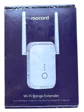 Macard N300 High Performance WiFi Range Extender - 300Mbps Wireless - White