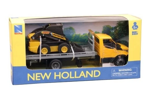 NEWRAY - Mini-chargeur NEW HOLLAND L228 avec camion porte véhicule IVECO - -... - Photo 2/2