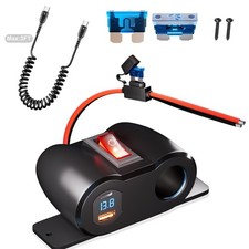 12V USB Outlet Cigarette Lighter Socket with Power Switch: PD 36W USB C and Q...