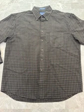 VIntage SIR PENDELTON Men's Brown Madras Tartan Plaid Pure Wool Shirt Size XL