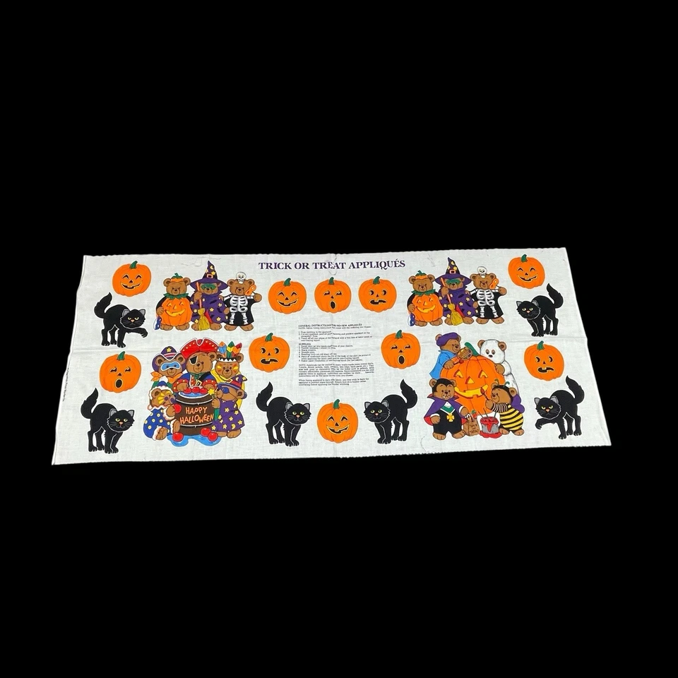 De colección Apliques Truco o Trato Halloween Panel de Tela VIP Gato Negro Osos Calabazas Foto 2 de 4