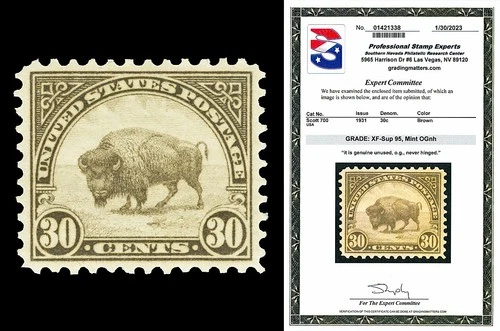 Scott 700 1931 30c Buffalo Rotary Press Mint Graded XF-Sup 95 NH with PSE CERT