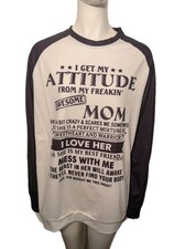 Women's Graphic White  Black Sweatshirt Fleece Long Sleeve Size XL