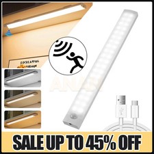 LED PIR Motion Sensor Light USB Rechargeable Night Lights Cabinet Lamp 3 Color