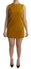 Dolce & Gabbana Mustard Velvet Stretch Shift Mini Women's Dress Authentic