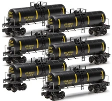 6 PACK O Gauge Modern Tank Car - UTLX BLACK - New - Free Shipping