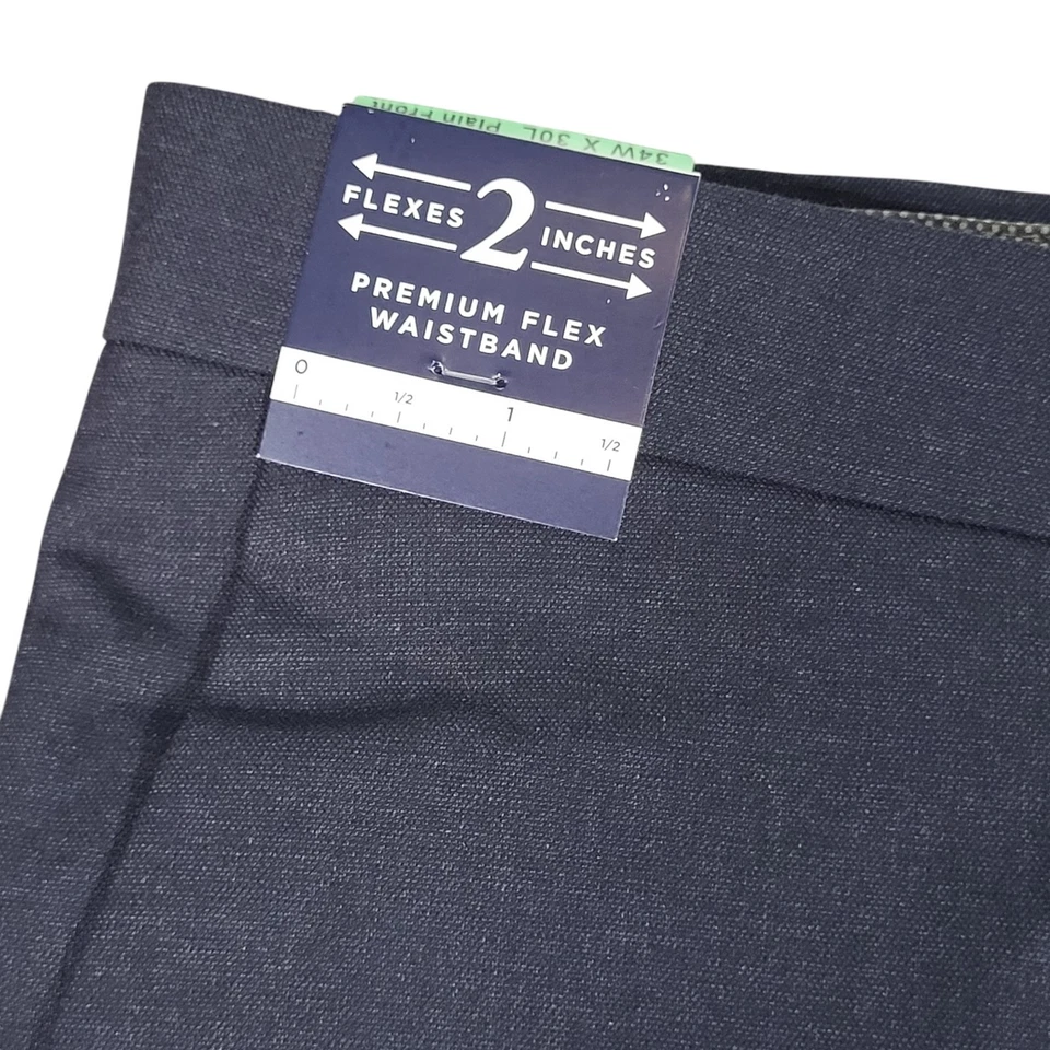 Haggar Dress Pants Mens 34x30 (Fits 35x30) Navy Stretch Straight Flex Waistband - Image 4 of 4