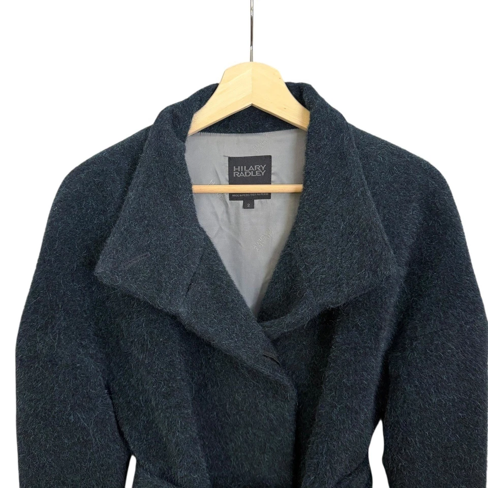 Abrigo Hilary Radley Alpaca Cinturón Verde Talla 2 Dinero Antiguo Silencioso Lujo Minimalista Foto 4 de 4