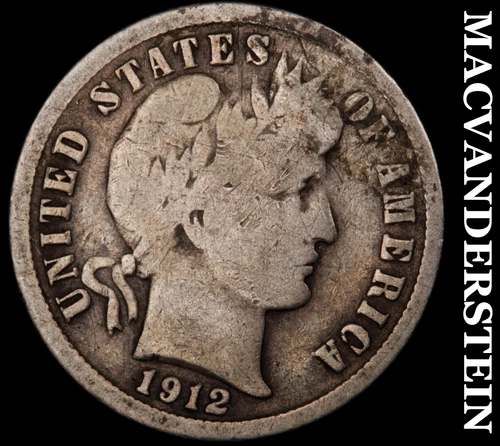 1912 Barber Dime- Silver- Scarce Better Date No Reserve #J863