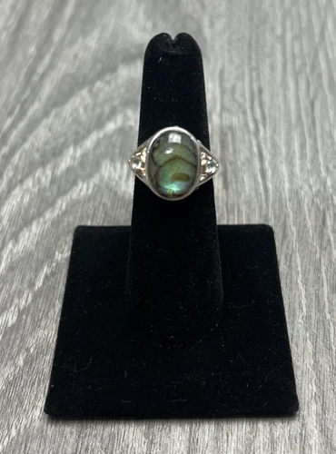 925 Sterling Silver Avon Oval Cabochon Ring Size 5.5 Bezel Stones Womens