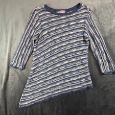 Chicos Striped Asymmetrical Tunic Sweater Knit Top Womens Size 2