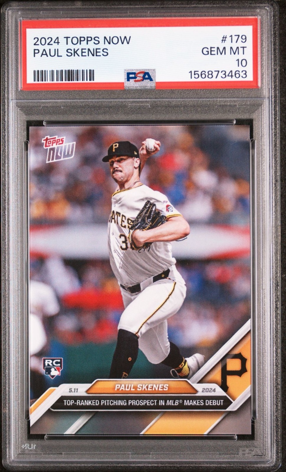 PAUL SKENES 2024 Topps Now #179 Rookie Card (RC) PSA 10 GEM MINT Pirates