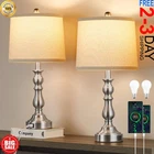 Table Lamp for Bedroom Set of 2 with USB C+A Ports, Modern Bedside Lamps