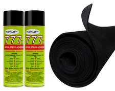 16 ft x 3.75ft Polymat BLACK FELT CARPET + 2 Cans (777) Glue for travel chest