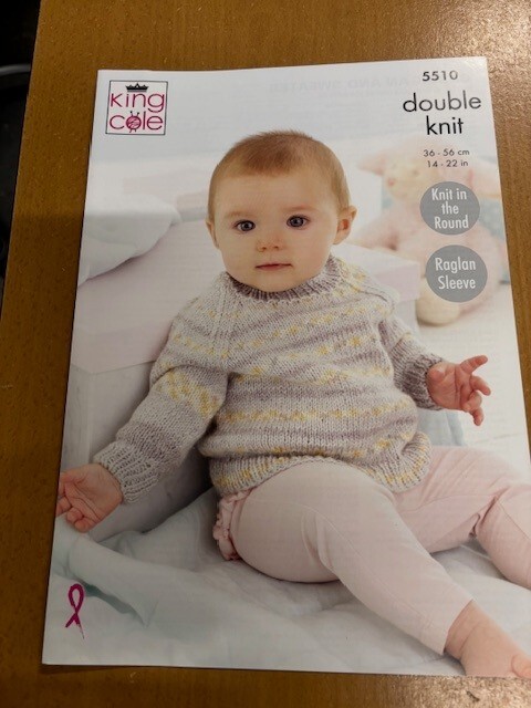 King Cole Double Knit Pattern 5510 Raglan Cardigan & Sweater  36 - 56 cm