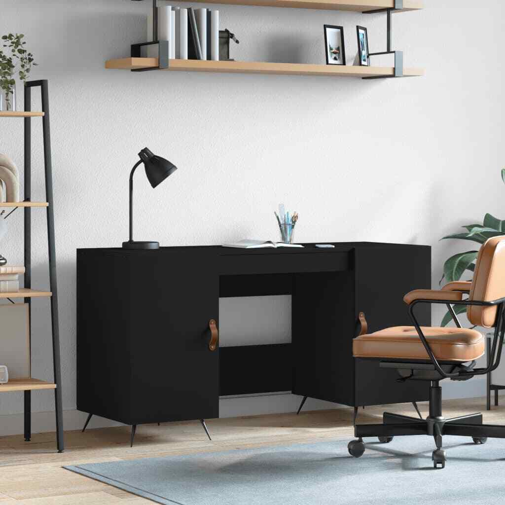Escritorio madera de ingeniería negro 140x50x75 Q2B4