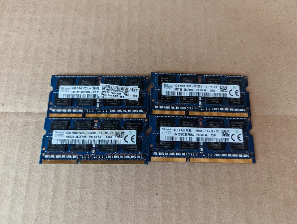 4GB 2RX8 DDR3 MEMORY PC3L-12800S-11-12-F3 SK HYNIX NOTEBOOK MEMORY HMT3 N1-3(6) - Image 3 of 3