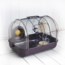 Dwarf Hamster Cage Transport Box Small Animals Carrier w/ Exercise Wheels Tunnel