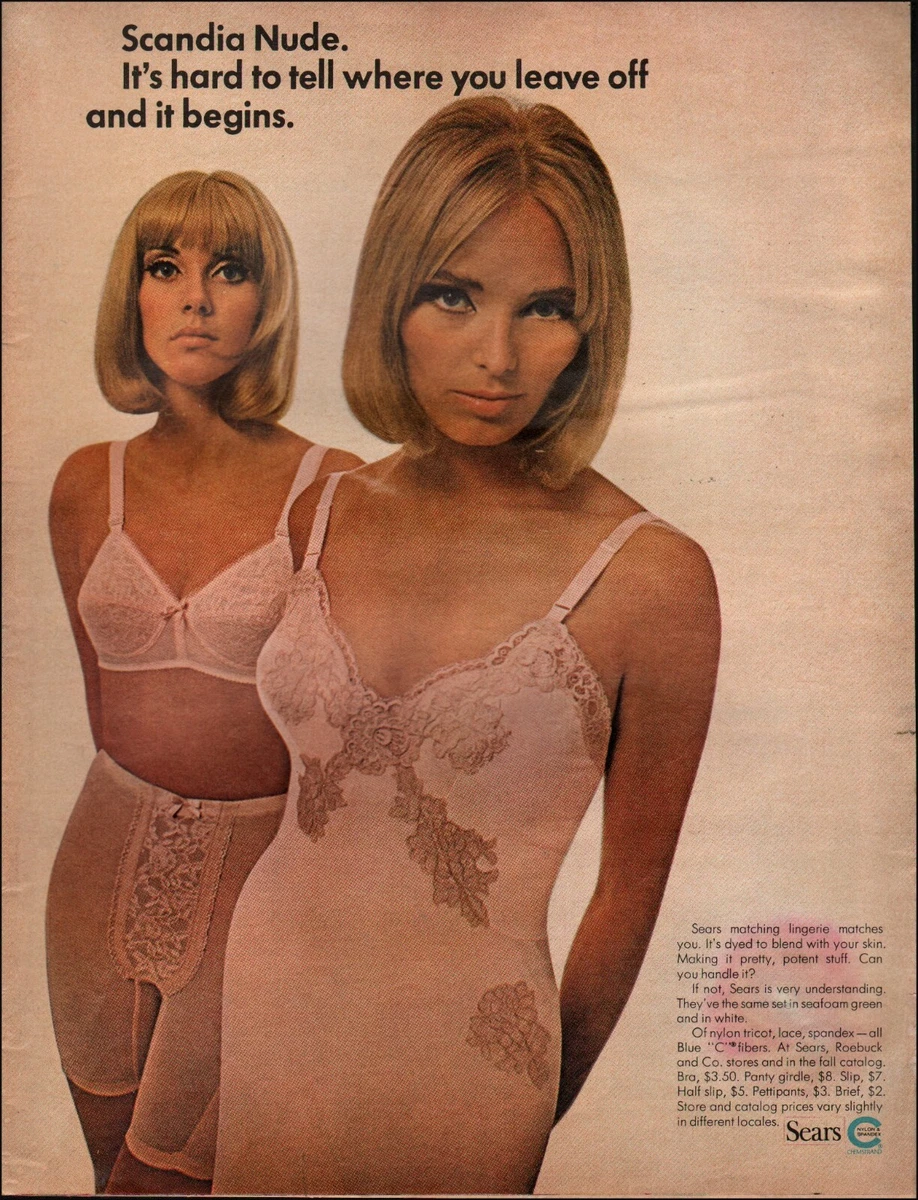 1970's Vintage ad Sears Lingerie Bra Girdle retro Fashion Pink 09/05/23