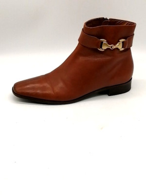 Talbots Boots Womens Brown 6.5 AA Leather Ankle Bootie Shoe Side Zip Classic