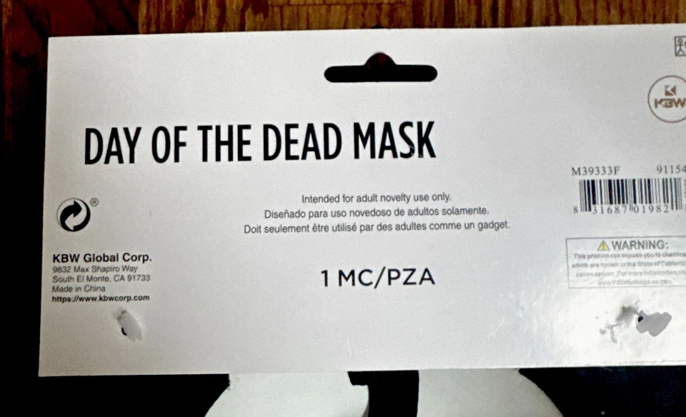 Day of the Dead~Dia de los Muertos~Full Face Masquerade Mask with Silk Flowers - Image 4 of 4