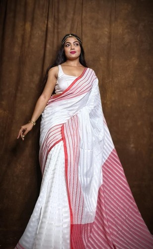 Indian Women's Designer Handloom Cotton Dhakai Saree Durga Puja Special Sari