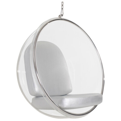 Eero Aarnio hanging Bubble Chair w/ Silver or white PU Cushion (free shipping)