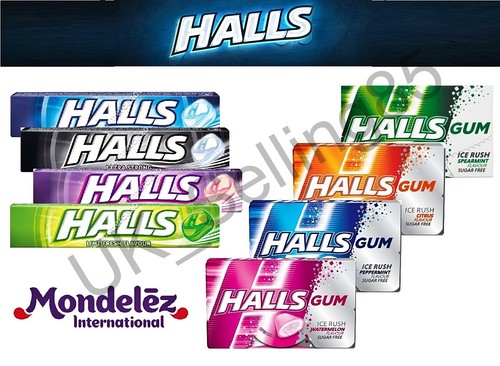 HALLS Chewing Gum  Caugh Drops Mondelez Int - Sugar Free 4 Different Flavours