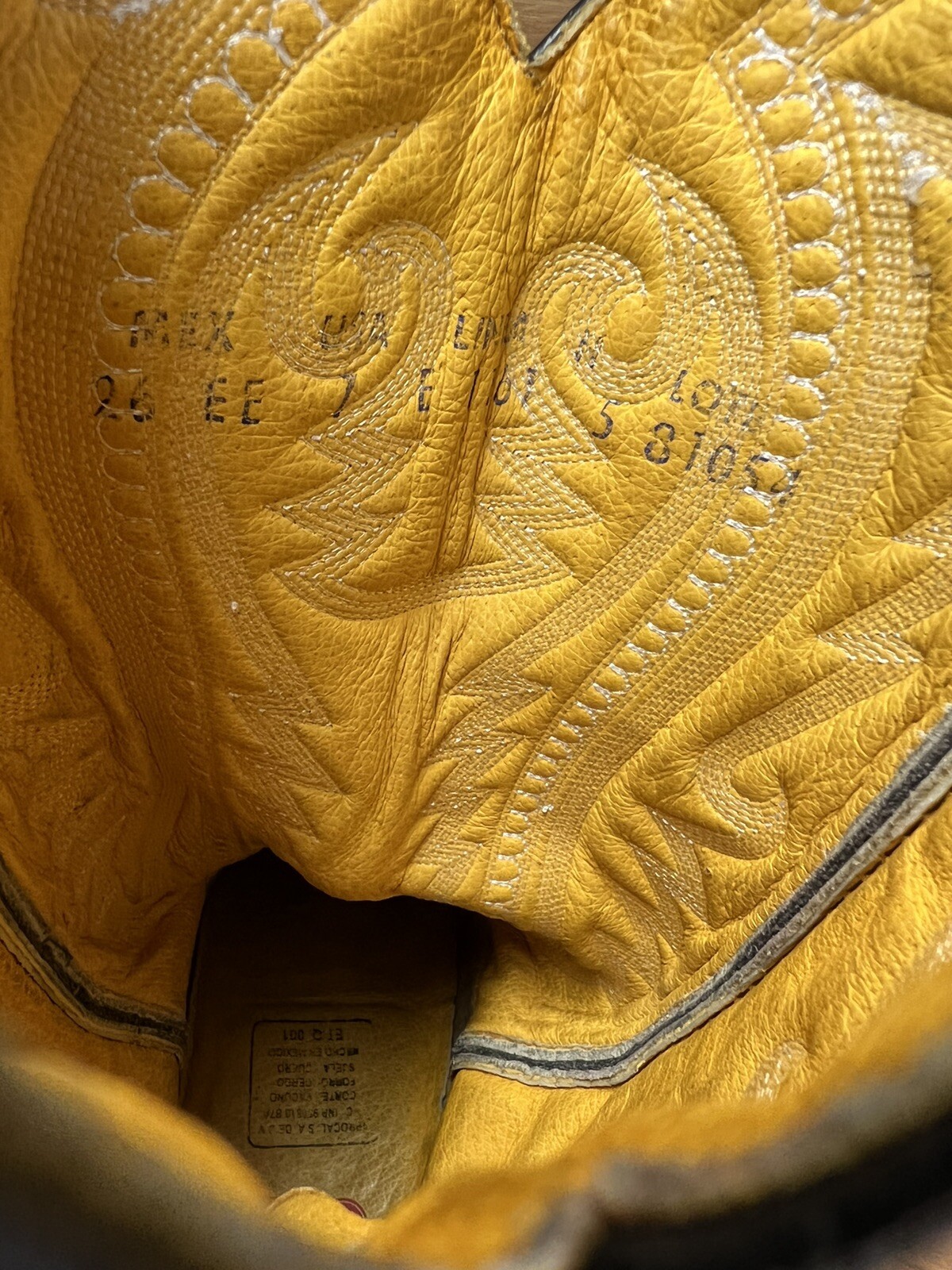 Rudel Men\'s Size 7.5 E US Rare VTG Deadstock Tan Elephant Embossed Leather Boots RARE? RUDEL White Ostrich Cowboy Leather Boots Men main image 3