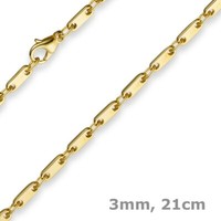 3Mm Armband Armkette Plattenkette Aus 585 Gold Gelbgold, 21Cm, Herren