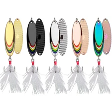 THKFISH 5pcs Fishing Lures Fishing Spoons Trout Lures Bass Lures Hard Metal US