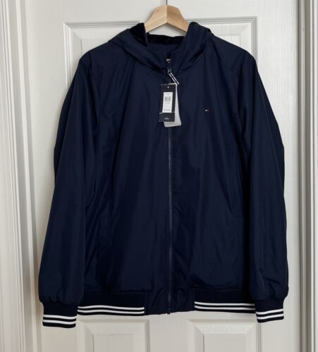New Tommy Hilfiger Women’s Blue Full Zip REVERSIBLE Jacket Coat Size XL