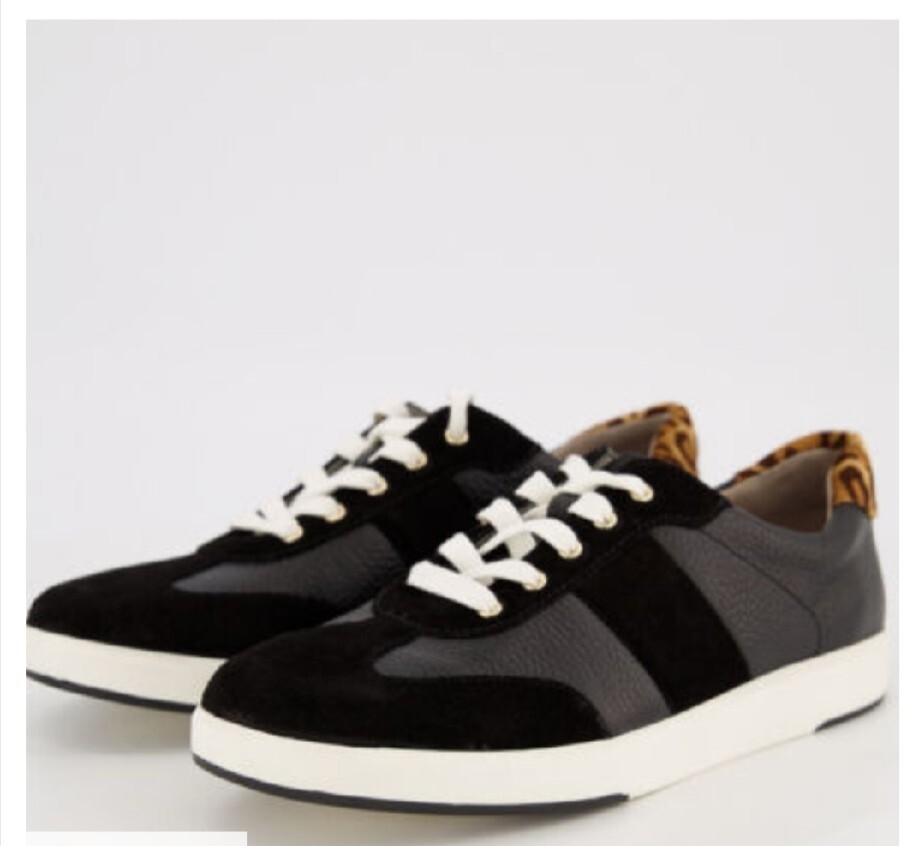 Naturalizador: Entrenadores traseros de cuero negro con patrón de guepardo. Reino Unido Talla 3, EU:36, US:6W