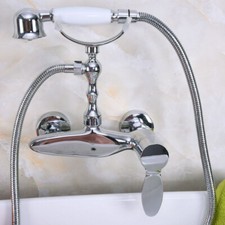 Wall Mount Bathroom Faucet Set Chrome Brass Hand Spray Shower Mixer Tap 2na181