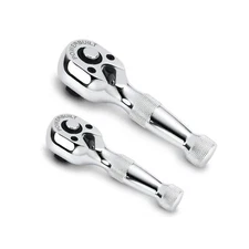 Powerbuilt Stubby Ratchet Set, 2 Piece, 1/4 Inch and 3/4 Inch Ratchets, Rever...