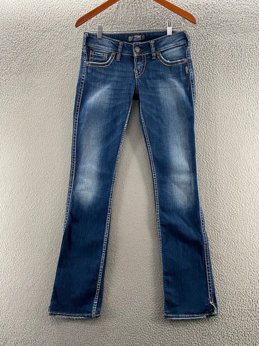 Silver Jeans Womens 28 Blue Denim Low Rise Mckenzie Slim Bootcut Thick  Stitch - Main Image