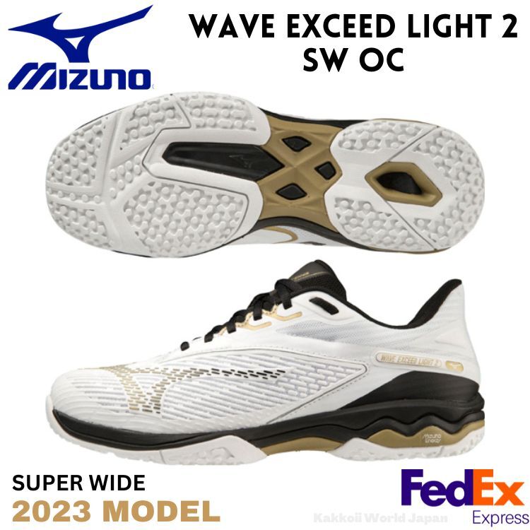 MIZUNO Tennis Shoes WAVE EXCEED LIGHT 2 SW OC White/ Gold/ Black
