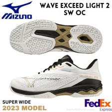 MIZUNO Tennis Shoes WAVE EXCEED LIGHT 2 SW OC White/ Gold/ Black 61GB2319 09 NEW