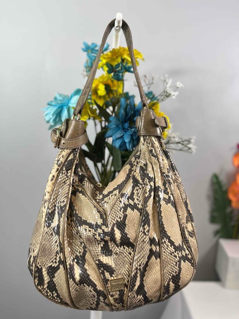 KOOBA Python Snakeskin Prints Leather Top Double … - image 2