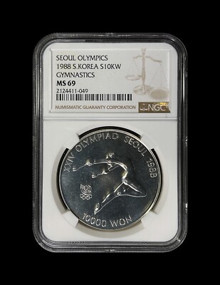 KOREA. 1988, 10000 Won, Silver - NGC MS69 - Seoul Olympics