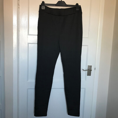 Schwarze Hose Größe 8 L29 Satin glänzend elastischer Bund Smart Work formell