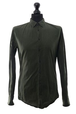 HUGO BOSS ORANGE Langarm Hemd M grün oliv kariert Button-Down Slim ÄL:67cm