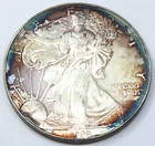 1999 American Eagle 1 oz Fine Silver Dollar - Toning Toned Bullion Ounce - H133