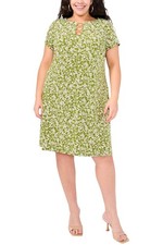 MSK Womens Plus Size Short-Sleeve Ring-Hardware Shift Dress 3X Cedar - NWT $70