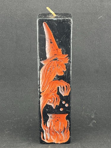 Vintage Gurley Halloween Pillar Candle (Witch's Brew) Owl Pumpkin Square Wax